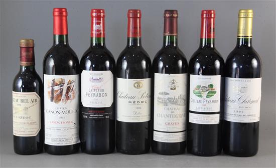 Six bottles of assorted Bordeaux wines including Chateau Charmail, 1996 and Chateau Pontensac, 1996 and one